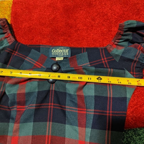 Collectif Vintage Style Dolores Doll Merida Check Top - Picture 4 of 8